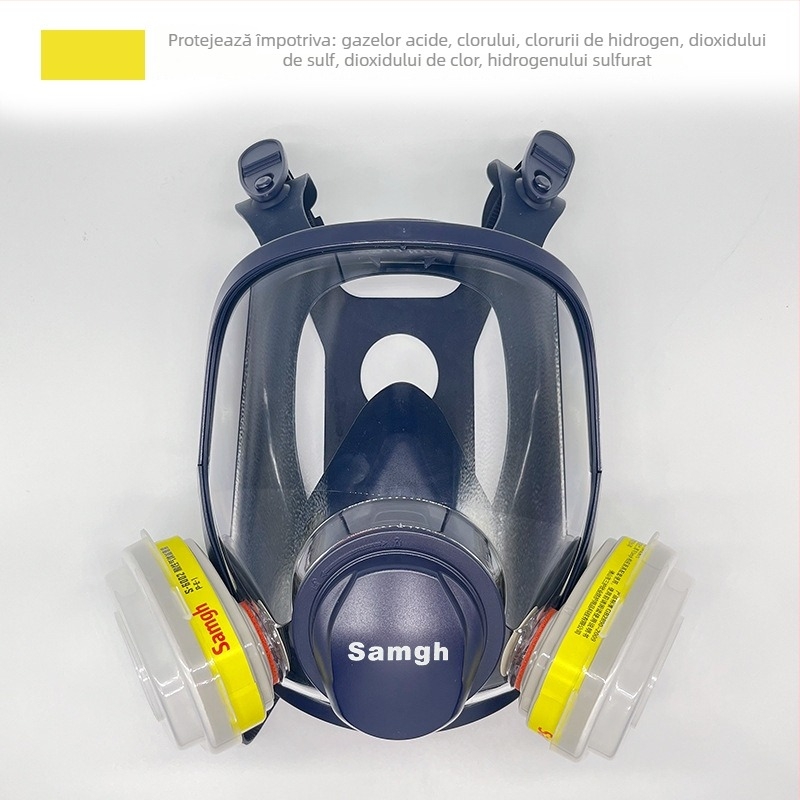 Samgh 6800 mască de gaze cu față întreagă, sigilare din silicon, lentile PC și filtru cu carbon activ pentru stropiri chimice, vopsire și sudare