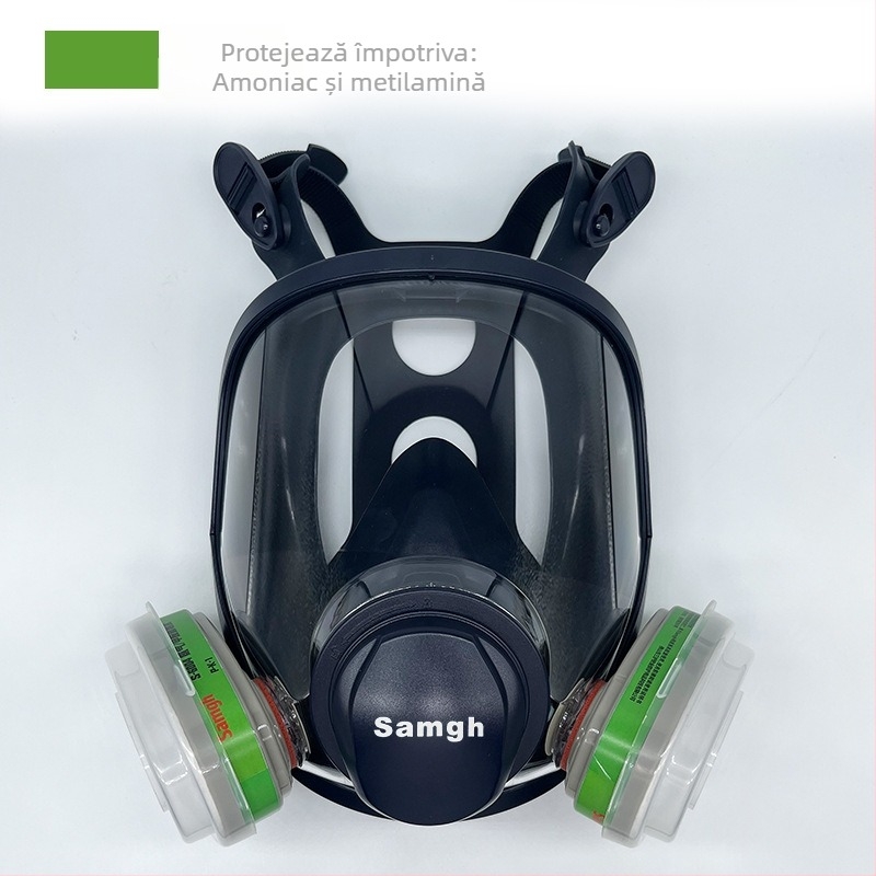Samgh 6800 mască de gaze cu față întreagă, sigilare din silicon, lentile PC și filtru cu carbon activ pentru stropiri chimice, vopsire și sudare
