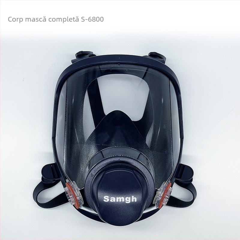 Samgh 6800 mască de gaze cu față întreagă, sigilare din silicon, lentile PC și filtru cu carbon activ pentru stropiri chimice, vopsire și sudare