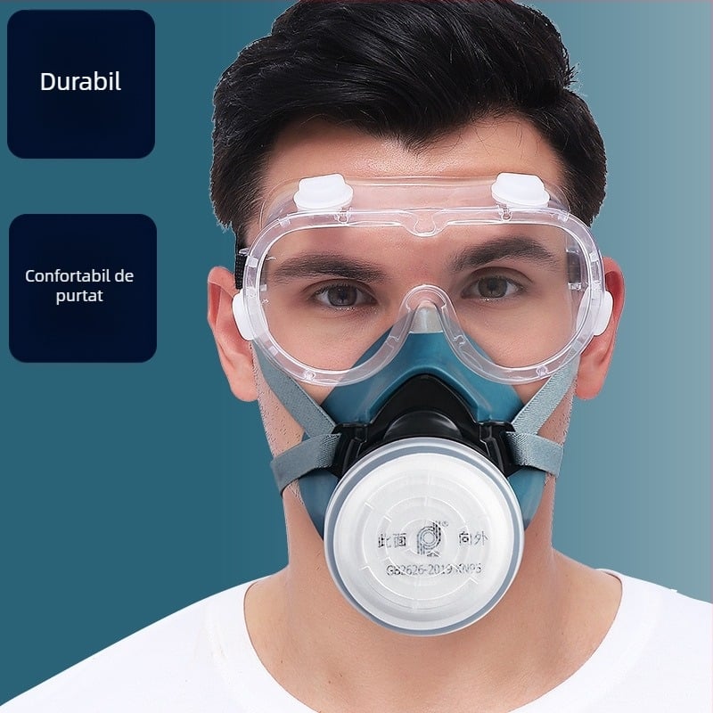 Mască facială completă din silicon cu filtru de carbon activ pentru gaze chimice și vopsire prin pulverizare