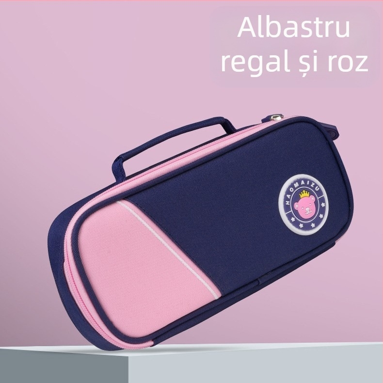 Penar pentru creioane pentru elevi gimnaziu, capacitate mare, cu două compartimente, simplu și drăguț, unisex, stil modern
