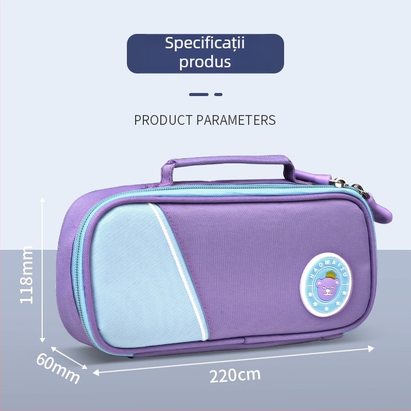 Penar pentru creioane pentru elevi gimnaziu, capacitate mare, cu două compartimente, simplu și drăguț, unisex, stil modern
