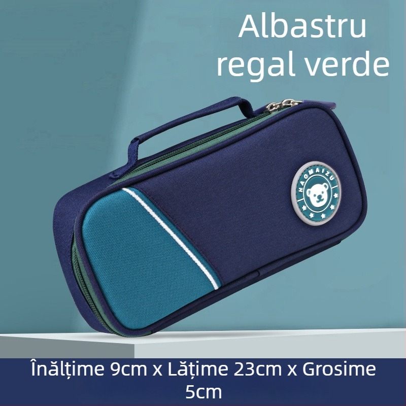 Penar pentru creioane pentru elevi gimnaziu, capacitate mare, cu două compartimente, simplu și drăguț, unisex, stil modern