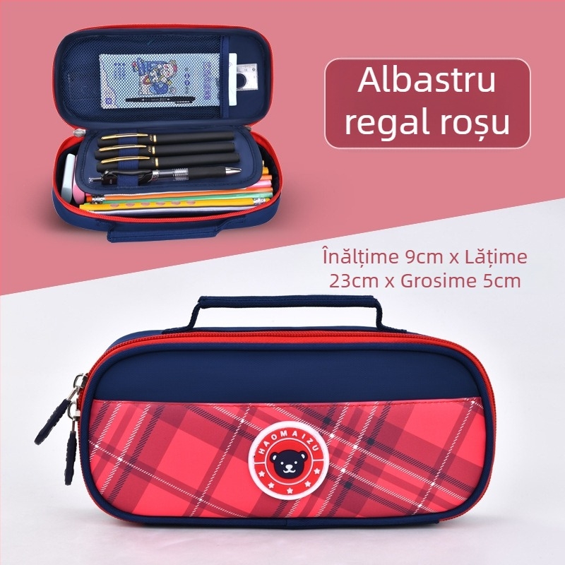 Penar pentru creioane pentru elevi gimnaziu, capacitate mare, cu două compartimente, simplu și drăguț, unisex, stil modern