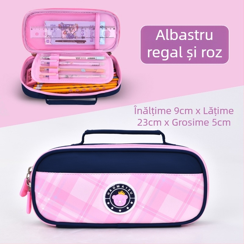 Penar pentru creioane pentru elevi gimnaziu, capacitate mare, cu două compartimente, simplu și drăguț, unisex, stil modern
