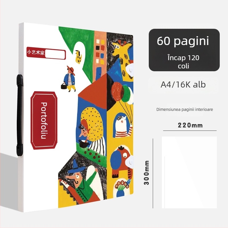 Album portabil 4K pentru opere și afișe, dosar A3 pentru portofoliu, depozitare diplome și documente, colecție 8K, dosar de artă A4