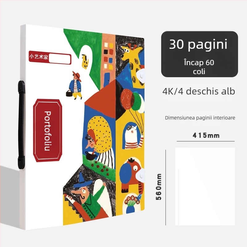 Album portabil 4K pentru opere și afișe, dosar A3 pentru portofoliu, depozitare diplome și documente, colecție 8K, dosar de artă A4