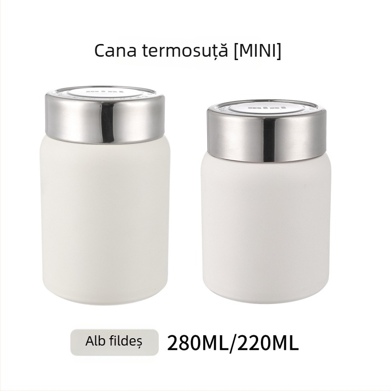 Noul pahar elegant din oțel inoxidabil 316 cu izolație în vid pentru copii, cană termică mini, culoare solidă, compactă pentru buzunar