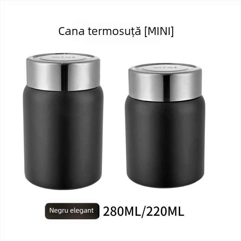 Noul pahar elegant din oțel inoxidabil 316 cu izolație în vid pentru copii, cană termică mini, culoare solidă, compactă pentru buzunar