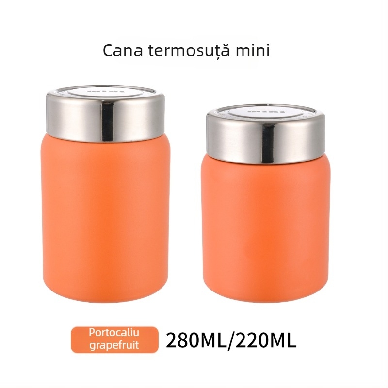 Noul pahar elegant din oțel inoxidabil 316 cu izolație în vid pentru copii, cană termică mini, culoare solidă, compactă pentru buzunar