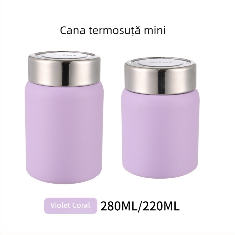 Noul pahar elegant din oțel inoxidabil 316 cu izolație în vid pentru copii, cană termică mini, culoare solidă, compactă pentru buzunar