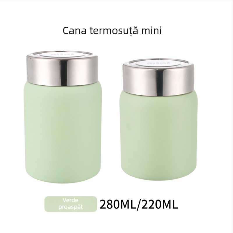 Noul pahar elegant din oțel inoxidabil 316 cu izolație în vid pentru copii, cană termică mini, culoare solidă, compactă pentru buzunar