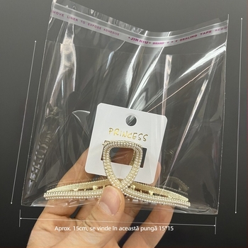 KP771 Clip de păr din plastic, în formă de rechin, pătrat de 5,4 cm, cu folie aurie, accesorii DIY