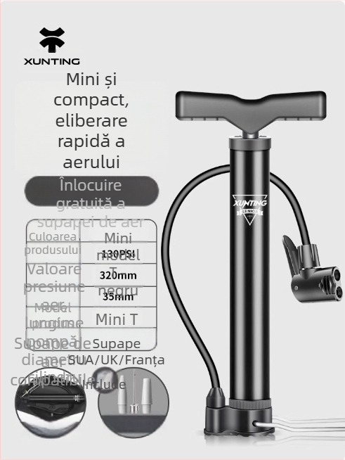 Pompa mică portabilă pentru biciclete, cu presiune înaltă, pentru biciclete de munte și mingi