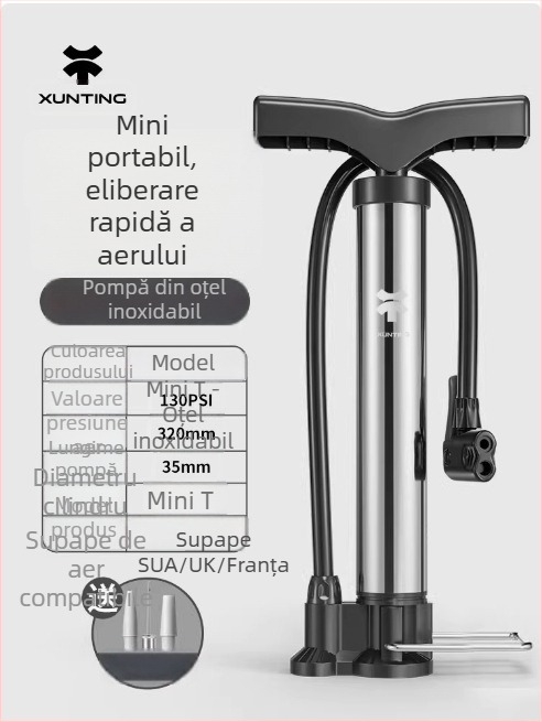 Pompa mică portabilă pentru biciclete, cu presiune înaltă, pentru biciclete de munte și mingi