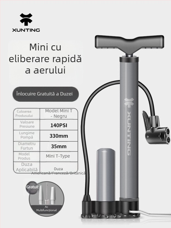 Pompa mică portabilă pentru biciclete, cu presiune înaltă, pentru biciclete de munte și mingi