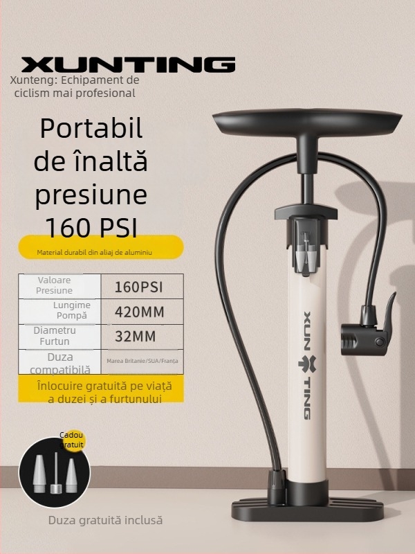 Pompa mică portabilă pentru biciclete, cu presiune înaltă, pentru biciclete de munte și mingi