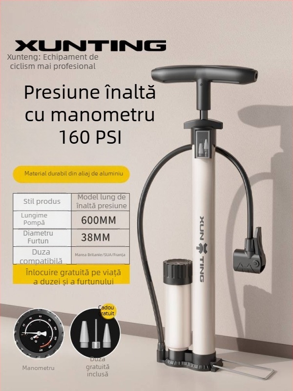 Pompa mică portabilă pentru biciclete, cu presiune înaltă, pentru biciclete de munte și mingi