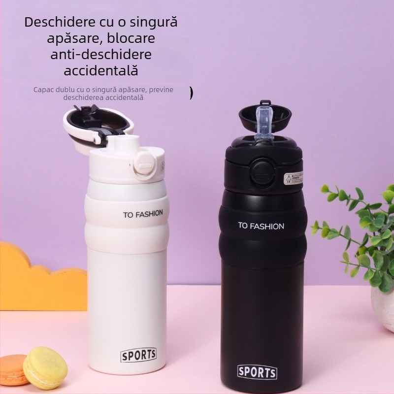 Cană termoizolantă pentru femei din oțel inoxidabil 316, capacitate mare, portabilă cu pai, design modern
