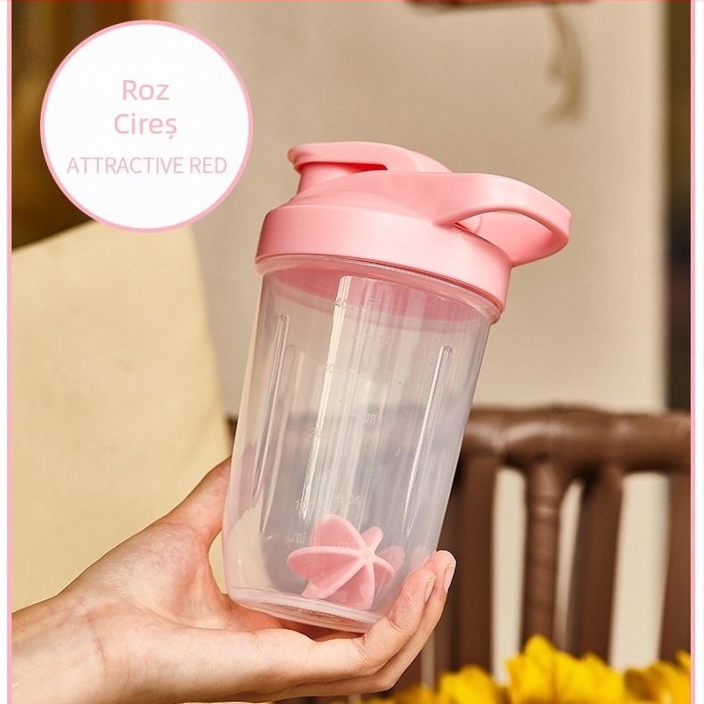 Cană shaker din plastic, 400 ml, pentru pudră de proteine și băuturi înlocuitoare ale meselor, fitness