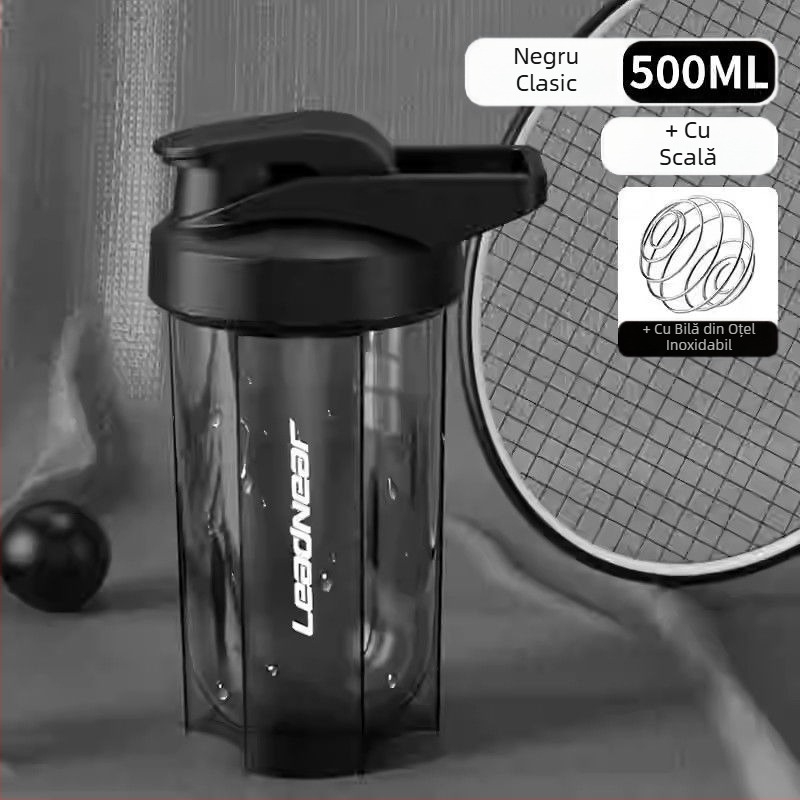 Shaker pentru shake-uri proteice și înlocuitori de masă, bidon portabil pentru fitness