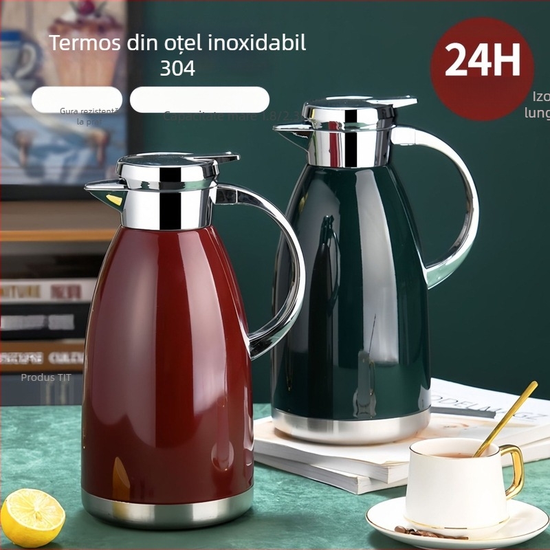 304 oțel inoxidabil, termos cu izolație în vid, oală de cafea în stil european, recipient pentru apă fierbinte pentru uz casnic, vas roman, cadou gravat