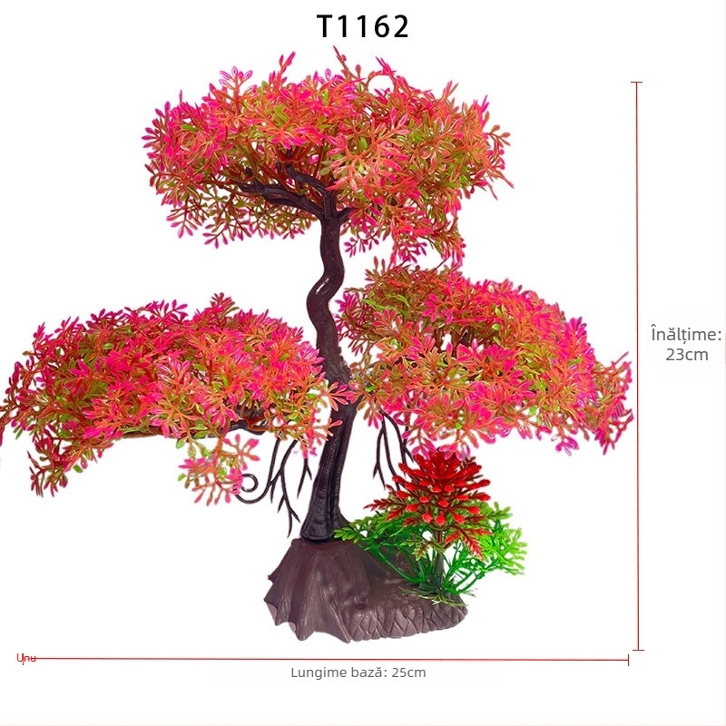 Bonsai artificial pentru acvariu, 23 cm – decor pentru birou