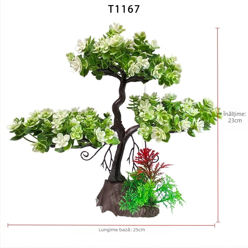 Bonsai artificial pentru acvariu, 23 cm – decor pentru birou