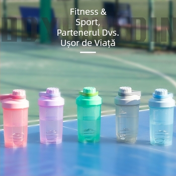 Sticlă shaker cu capac filetat, bidon plastic pentru sport cu logo personalizat, potrivit pentru pudră de proteine