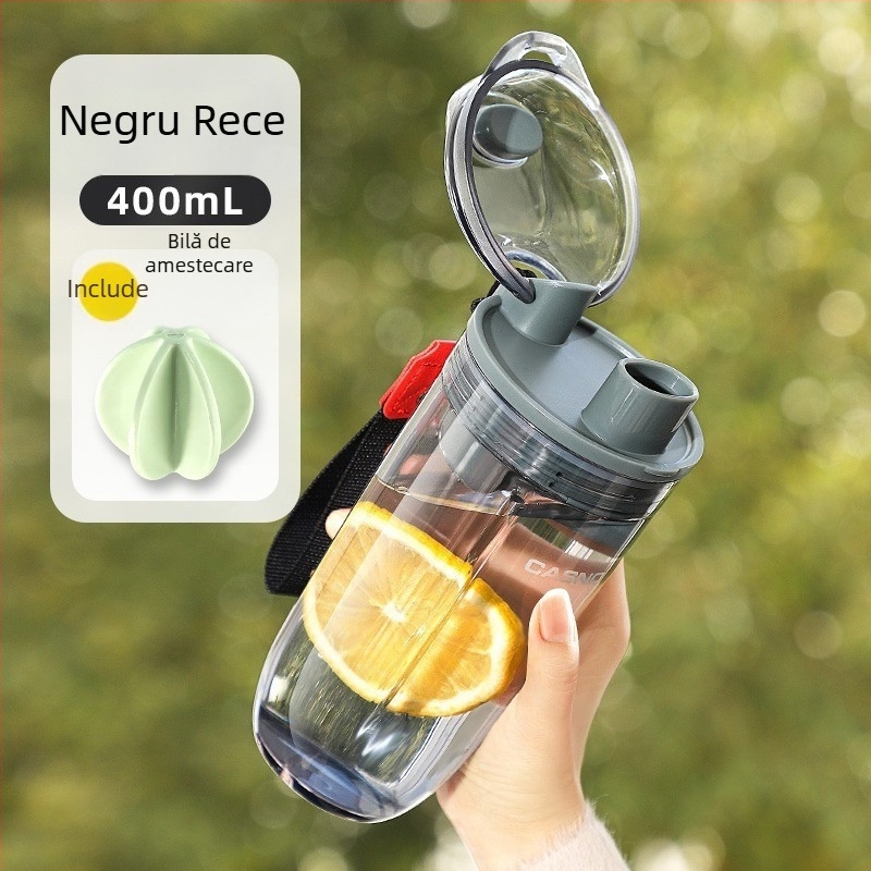 Shaker pentru fitness, etanș, anti-scurgeri, din plastic alimentar PS, cu logo tipărit, set din două piese