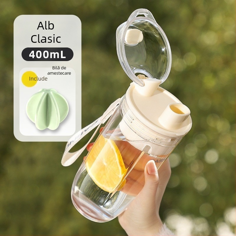 Shaker pentru fitness, etanș, anti-scurgeri, din plastic alimentar PS, cu logo tipărit, set din două piese
