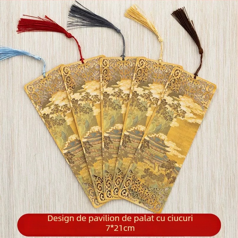 Semn de carte în stil antic, cu decupaj, ciucuri și hârtie Xuan pentru caligrafie manuală