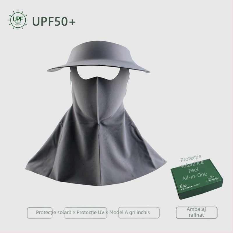 Pălărie de protecție solară 2025 cu mască detașabilă pentru față, protecție UV pentru exterior, cutie cadou elegantă