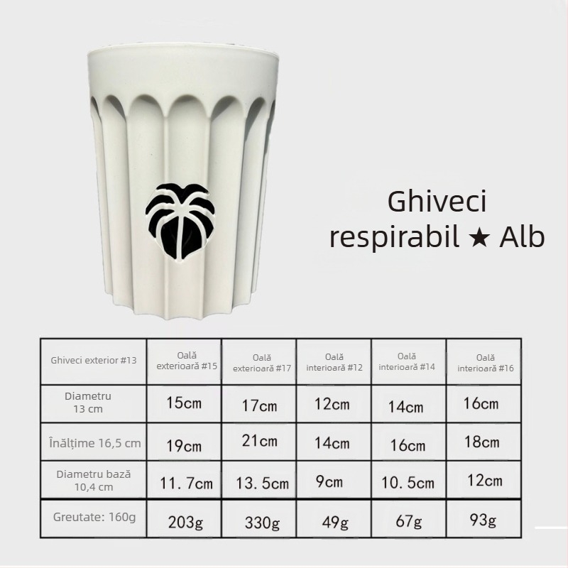 Ghiveci pentru orhidee îmbunătățit, cu coloană de aer pentru controlul rădăcinilor, set de ghivece, respirabil și permeabil la apă, pentru Phalaenopsis