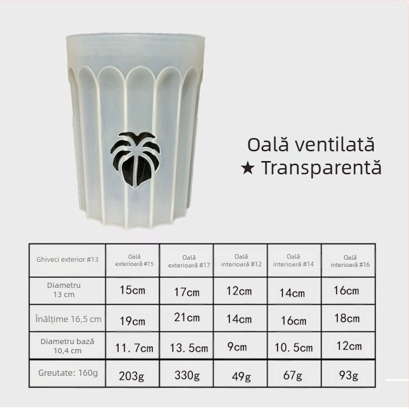 Ghiveci pentru orhidee îmbunătățit, cu coloană de aer pentru controlul rădăcinilor, set de ghivece, respirabil și permeabil la apă, pentru Phalaenopsis