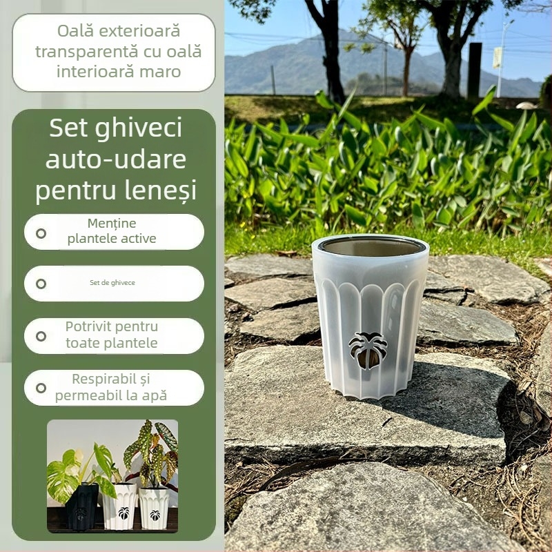 Ghiveci pentru orhidee îmbunătățit, cu coloană de aer pentru controlul rădăcinilor, set de ghivece, respirabil și permeabil la apă, pentru Phalaenopsis