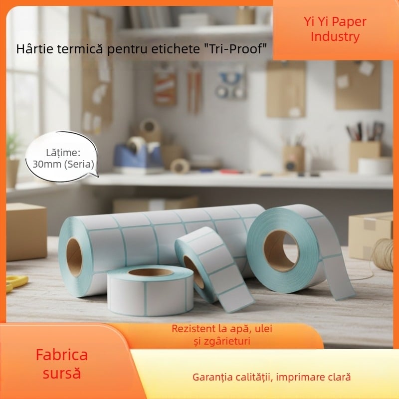 Hârtie etichetă termică cu protecție triple 30×20 mm, etichete autoadezive pentru ceai cu lapte, supermarket și clasificare în depozit, etichete termice în stoc