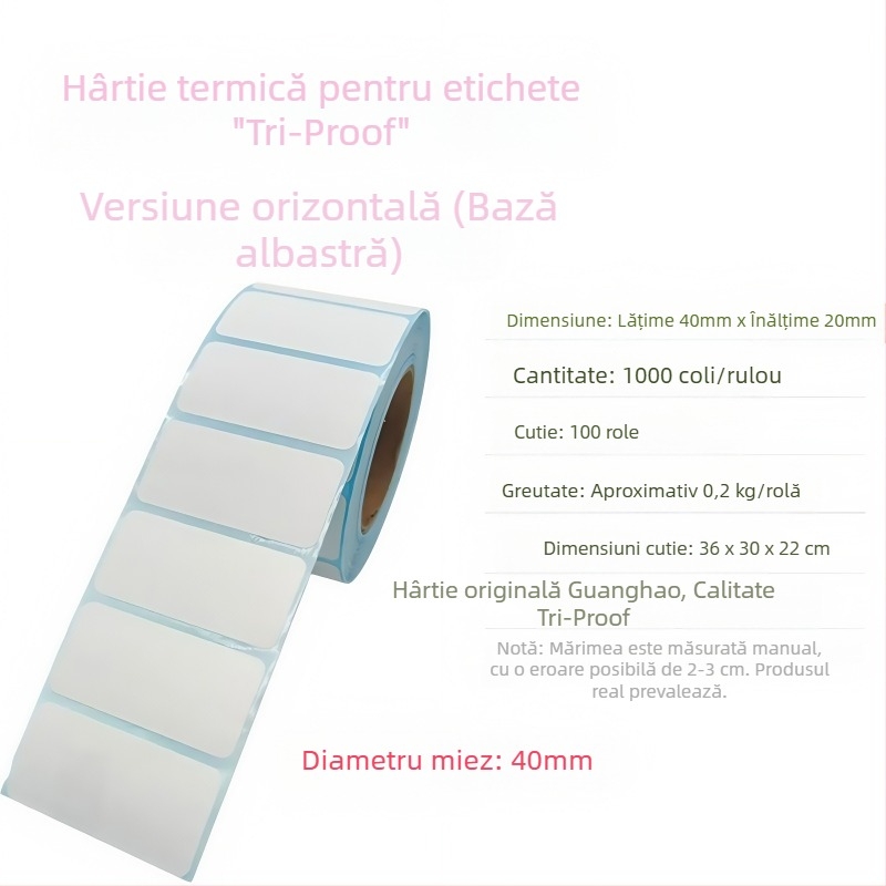 Hârtie etichetă termică cu protecție triple 30×20 mm, etichete autoadezive pentru ceai cu lapte, supermarket și clasificare în depozit, etichete termice în stoc