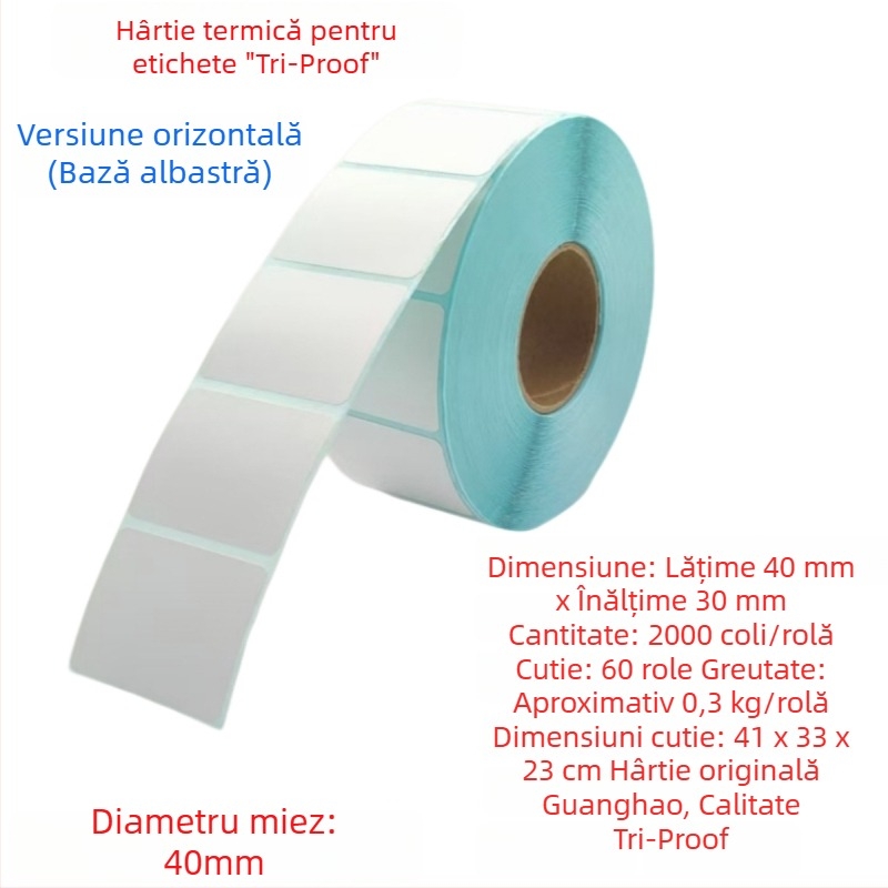 Hârtie etichetă termică cu protecție triple 30×20 mm, etichete autoadezive pentru ceai cu lapte, supermarket și clasificare în depozit, etichete termice în stoc