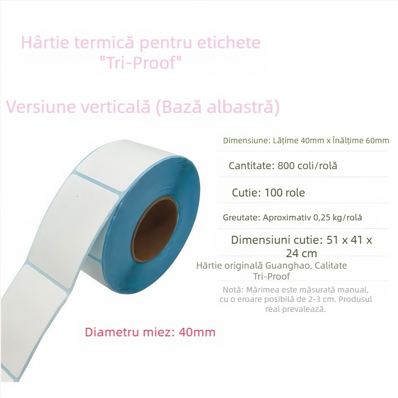 Hârtie etichetă termică cu protecție triple 30×20 mm, etichete autoadezive pentru ceai cu lapte, supermarket și clasificare în depozit, etichete termice în stoc