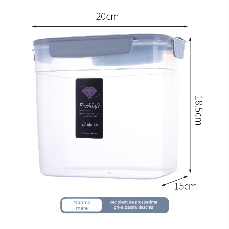 Recipient mare, transparent, pentru bucătărie, cereale și produse uscate, cutie de depozitare compatibilă cu cuptorul cu microunde