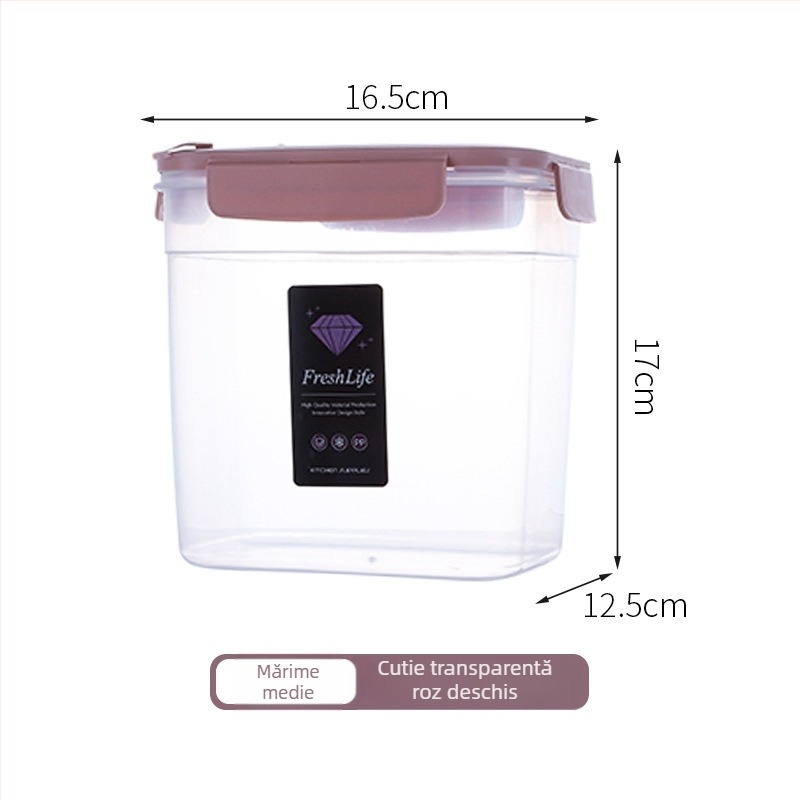 Recipient mare, transparent, pentru bucătărie, cereale și produse uscate, cutie de depozitare compatibilă cu cuptorul cu microunde