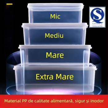 Cutie mare de depozitare din plastic transparent cu capac, pentru frigider, congelator și cuptor cu microunde, utilizare casnică, sigilare etanșă