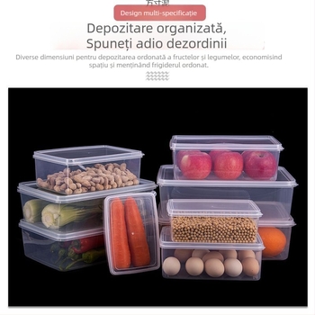 Cutie mare de depozitare din plastic transparent cu capac, pentru frigider, congelator și cuptor cu microunde, utilizare casnică, sigilare etanșă