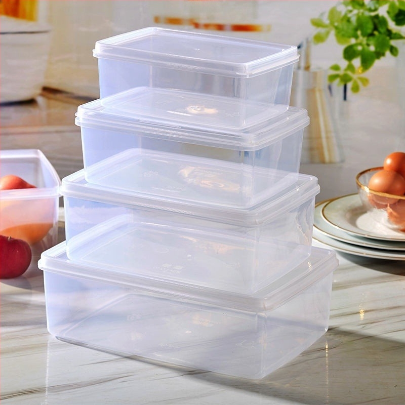 Cutie mare de depozitare din plastic transparent cu capac, pentru frigider, congelator și cuptor cu microunde, utilizare casnică, sigilare etanșă