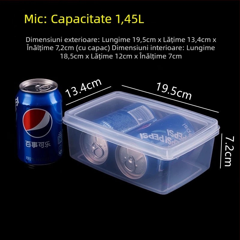 Cutie mare de depozitare din plastic transparent cu capac, pentru frigider, congelator și cuptor cu microunde, utilizare casnică, sigilare etanșă