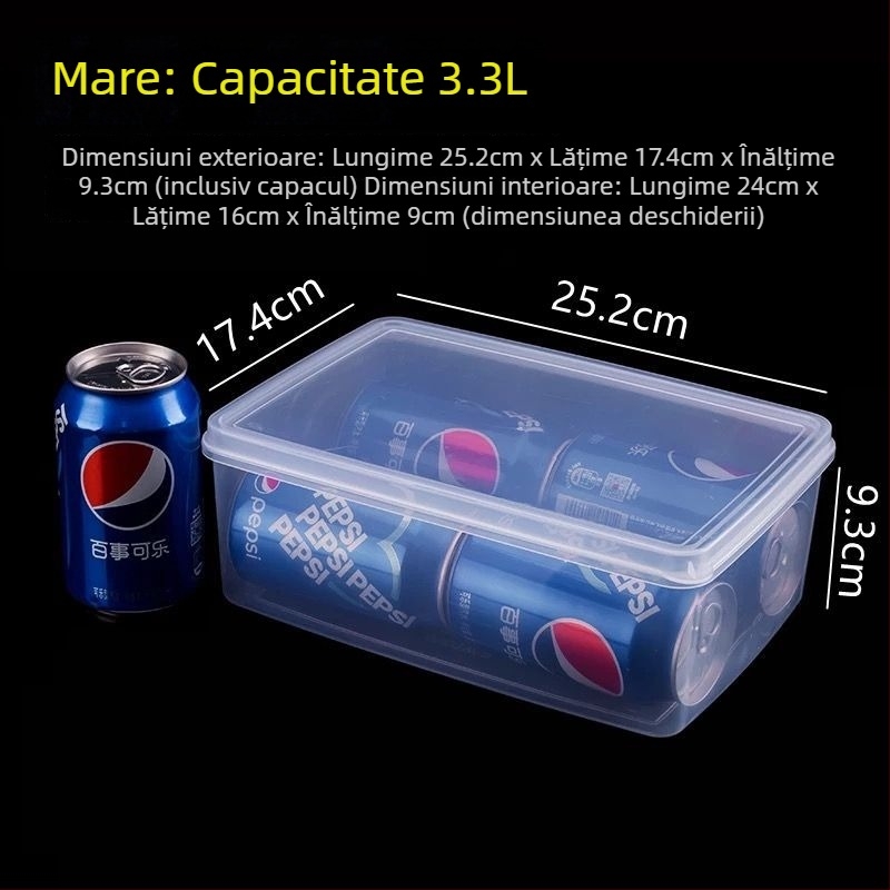 Cutie mare de depozitare din plastic transparent cu capac, pentru frigider, congelator și cuptor cu microunde, utilizare casnică, sigilare etanșă
