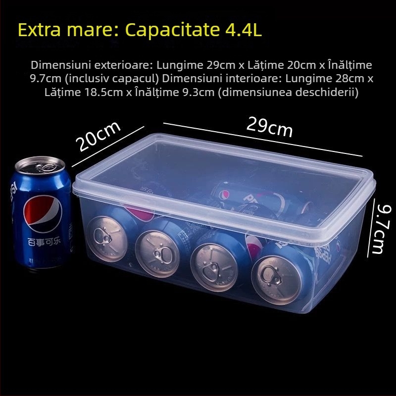 Cutie mare de depozitare din plastic transparent cu capac, pentru frigider, congelator și cuptor cu microunde, utilizare casnică, sigilare etanșă