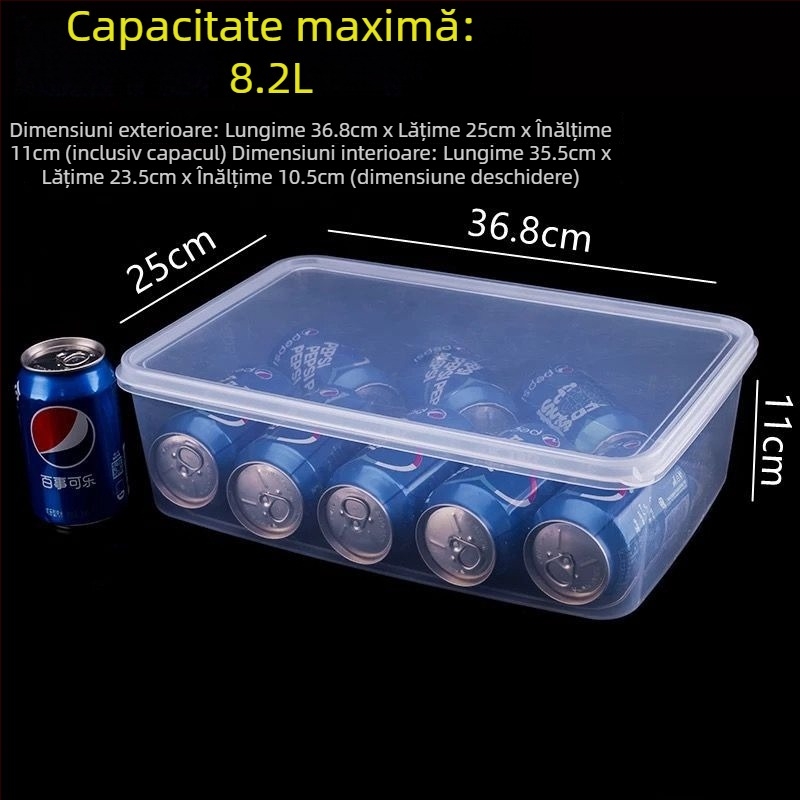 Cutie mare de depozitare din plastic transparent cu capac, pentru frigider, congelator și cuptor cu microunde, utilizare casnică, sigilare etanșă