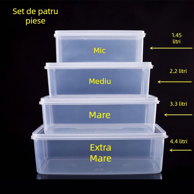 Cutie mare de depozitare din plastic transparent cu capac, pentru frigider, congelator și cuptor cu microunde, utilizare casnică, sigilare etanșă